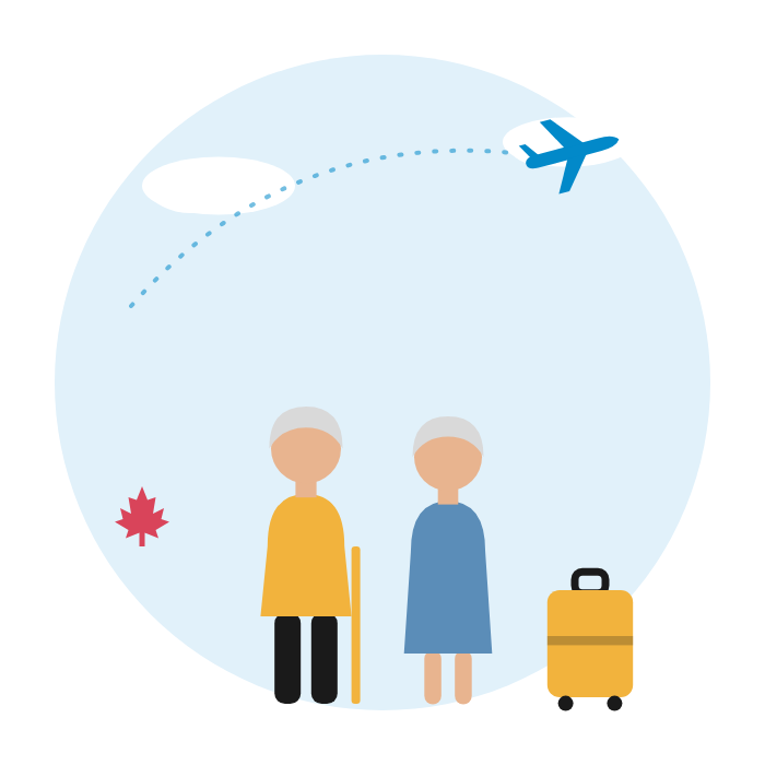Grandparents arriving in Canada for a visit